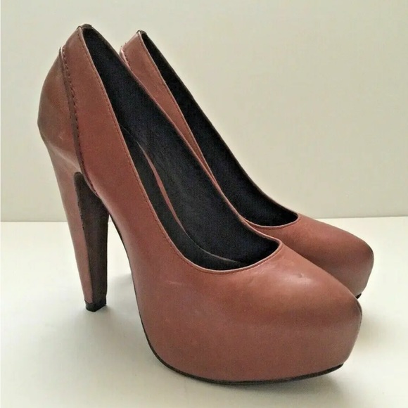 ELIZABETH AND JAMES 'Blink' Sz 5 Pink Mauve Leather Hidden Platform 5 1/4" Heel - Picture 2 of 12